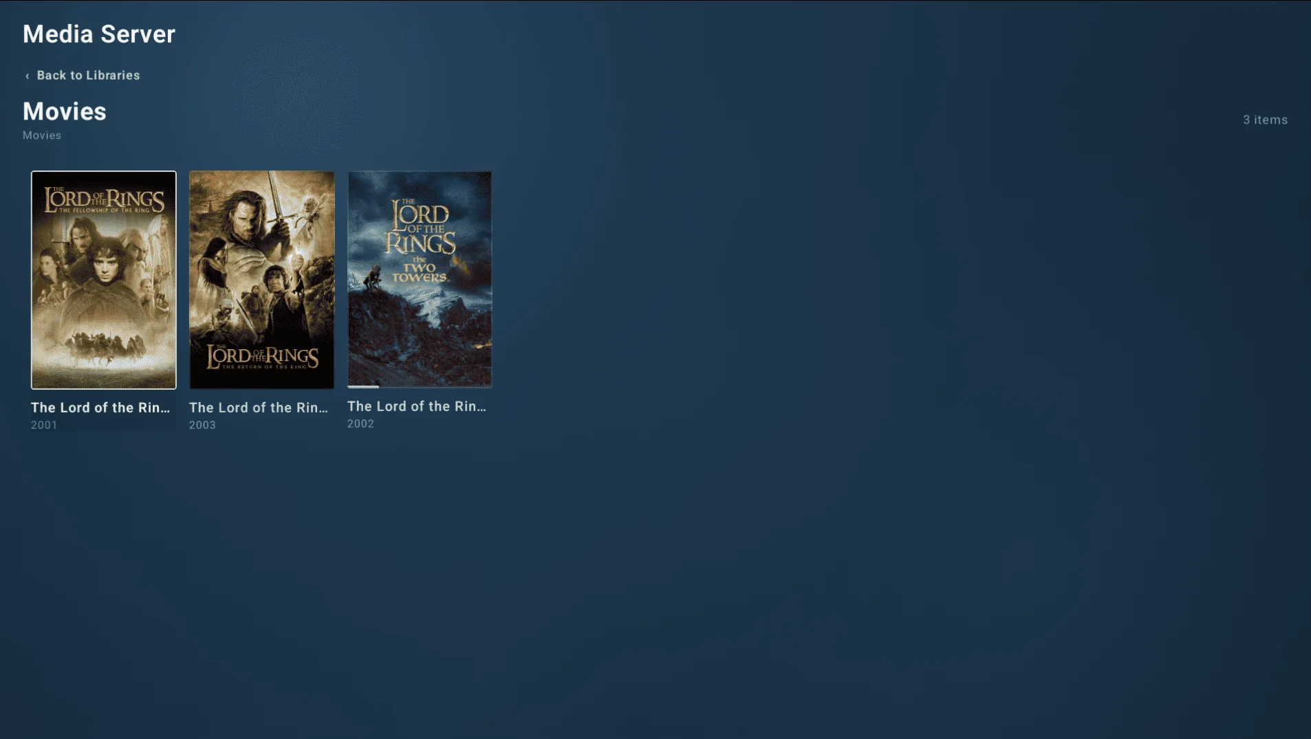 MediaHub Media Server movie library
